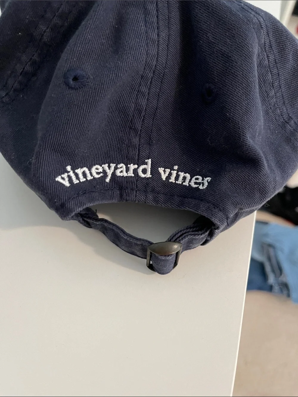 Vineyard Vines Kids Navy Cap with Pink Whale Patch